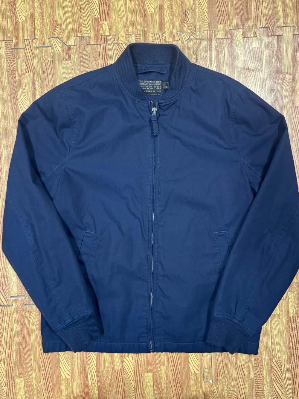 J Crew Jacket Mens Small Blue Everyday Bomber Military Flyers Pilot Full Zip